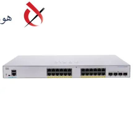 سوئیچ شبکه سیسکو 24 پورت مدل CBS350-24P-4G با قابلیت PoE و پورت‌های گیگابیتی، مناسب برای شبکه‌های سازمانی و کسب‌وکارها