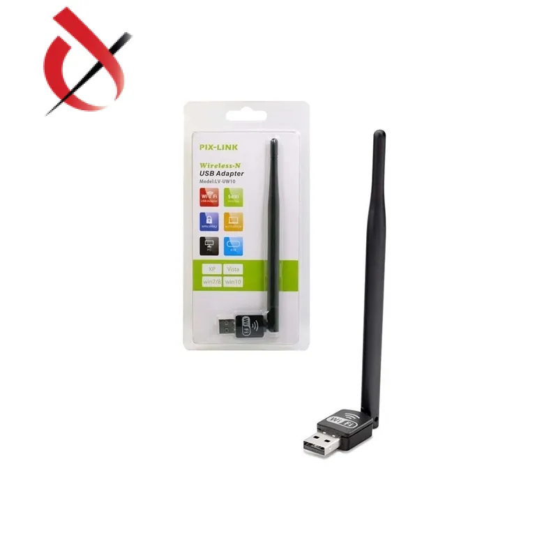 دانگل-شبکه-بی-سیم-آنتن-بلند-PIX-LINK-LV-UW10 "کارت شبکه USB بیسیم پیکس لینک LV-UW10 با آنتن 3dBi برای اتصال وایرلس"